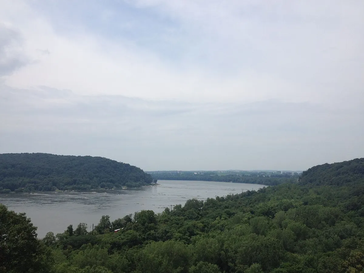 The Susquehanna River seen from an overlook in Chickies Rock County Park, north of Columbia, Pennsylvania