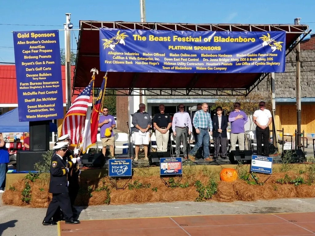 An honor guard presenting the colors at the 2019 Beast Festival in Bladenboro, North Carolina