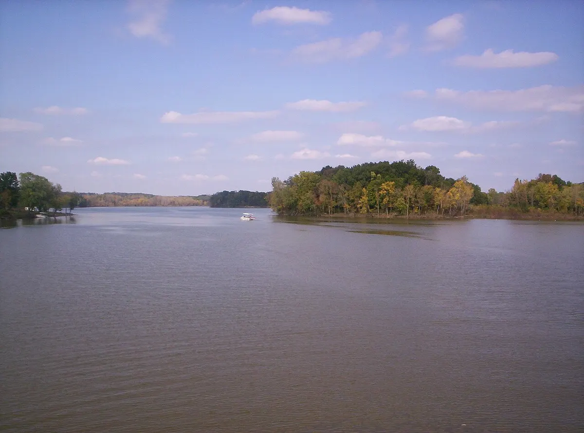 Charles Mill Lake near Mifflin, Ohio, seen from the Ohio 430 bridge