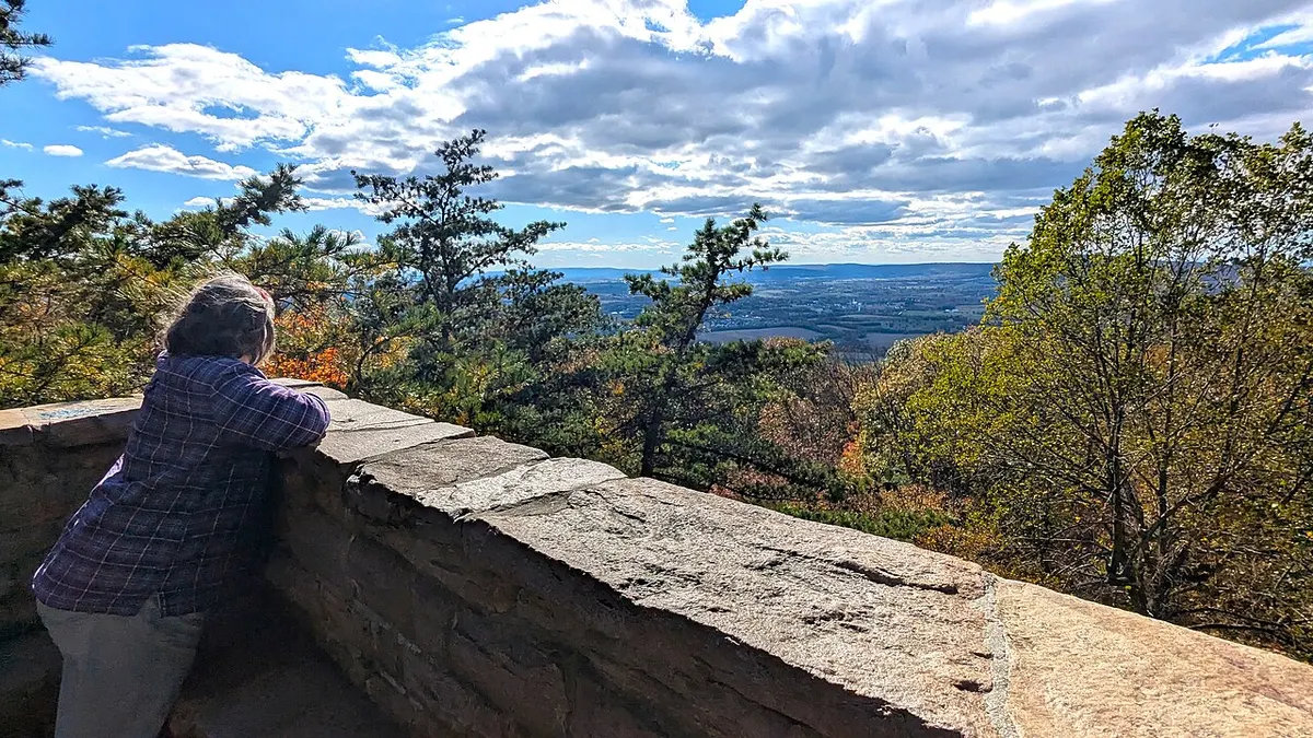 View over the Middletown Valley from the overlook at Gambrill State Park on Catoctin Mountain, Maryland