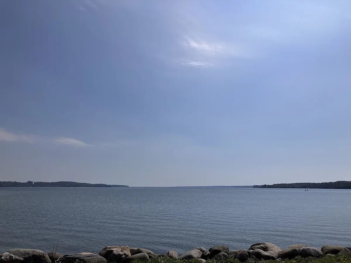 Lake Simcoe seen from the waterfront in Barrie, Ontario, the bay where Igopogo is said to swim.
