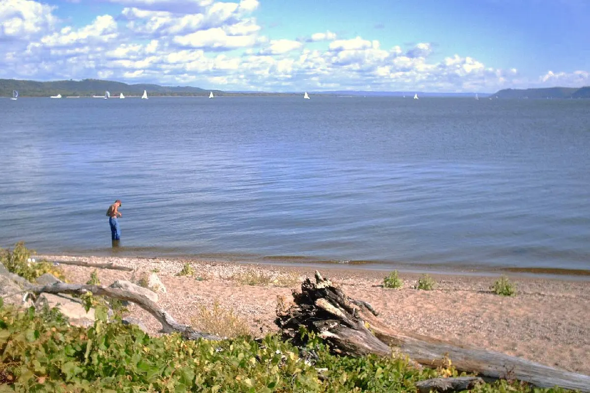 Lake Pepin on the Mississippi River seen from the pier at Lake City, Minnesota