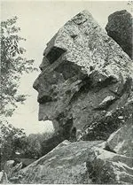 A 1902 postcard photo of Profile Rock, a craggy outcrop in the Freetown–Fall River State Forest