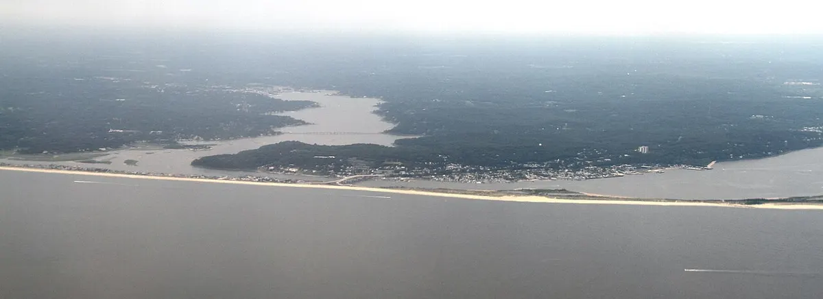 The Navesink River outlet near Sandy Hook Bay on the New Jersey shore