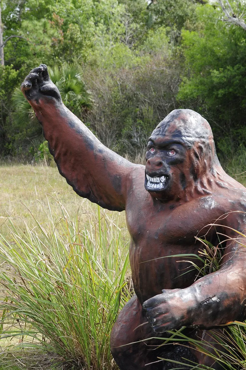 A roadside statue depicting the Florida Skunk Ape